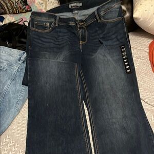 Torrid Blue Flare Wide Leg Jeans with Vintage Wash plus size 18T
